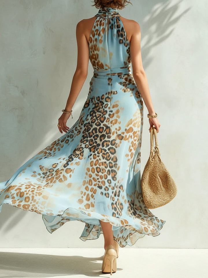 Daniela Animal Print Halter Maxi Dress