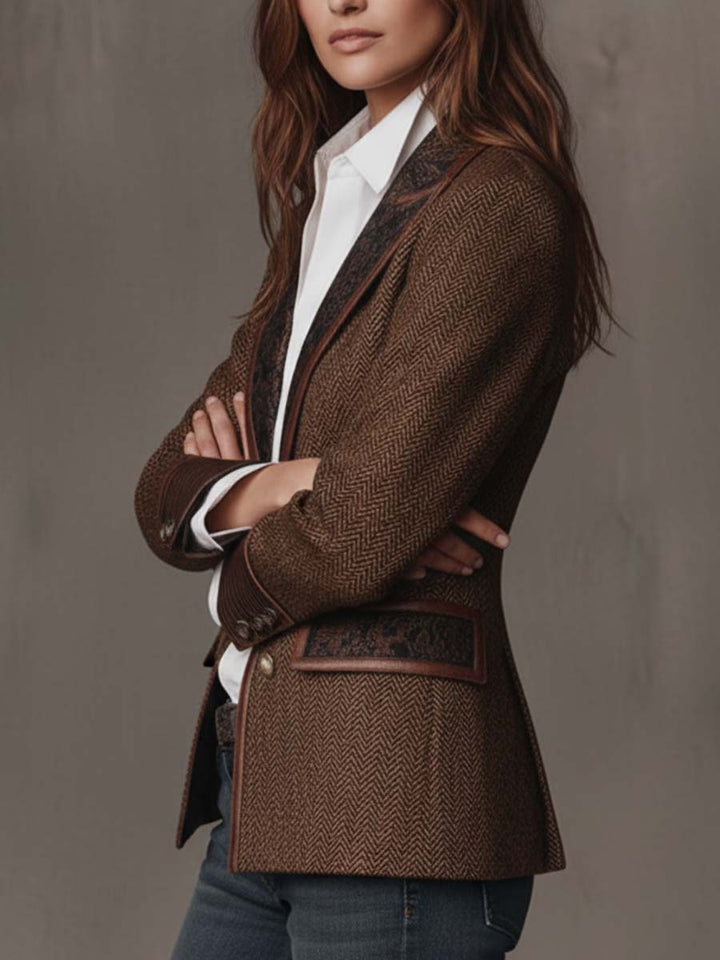 Gisèle Blazer with Chevron Print Panels