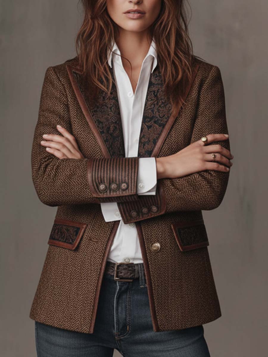 Gisèle Blazer with Chevron Print Panels
