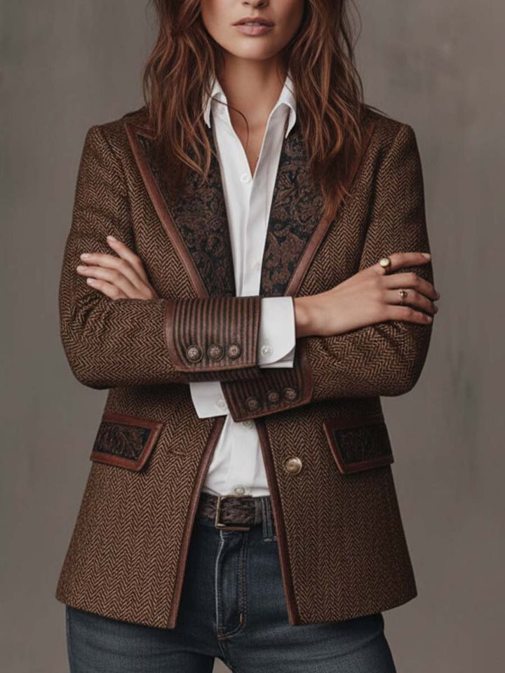 Gisèle Blazer with Chevron Print Panels