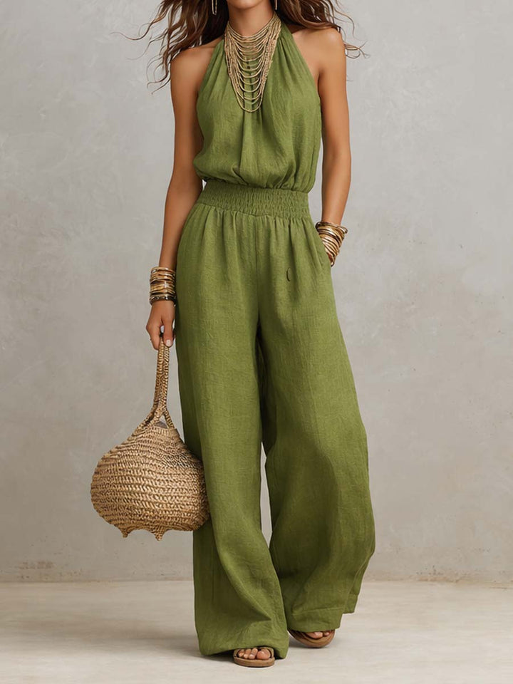 Valeria Halter Neck Wide Leg Jumpsuit