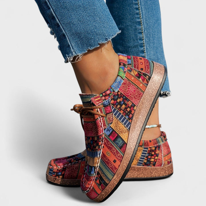 Amelie Hand-Painted Patchwork Comfort Sneakers