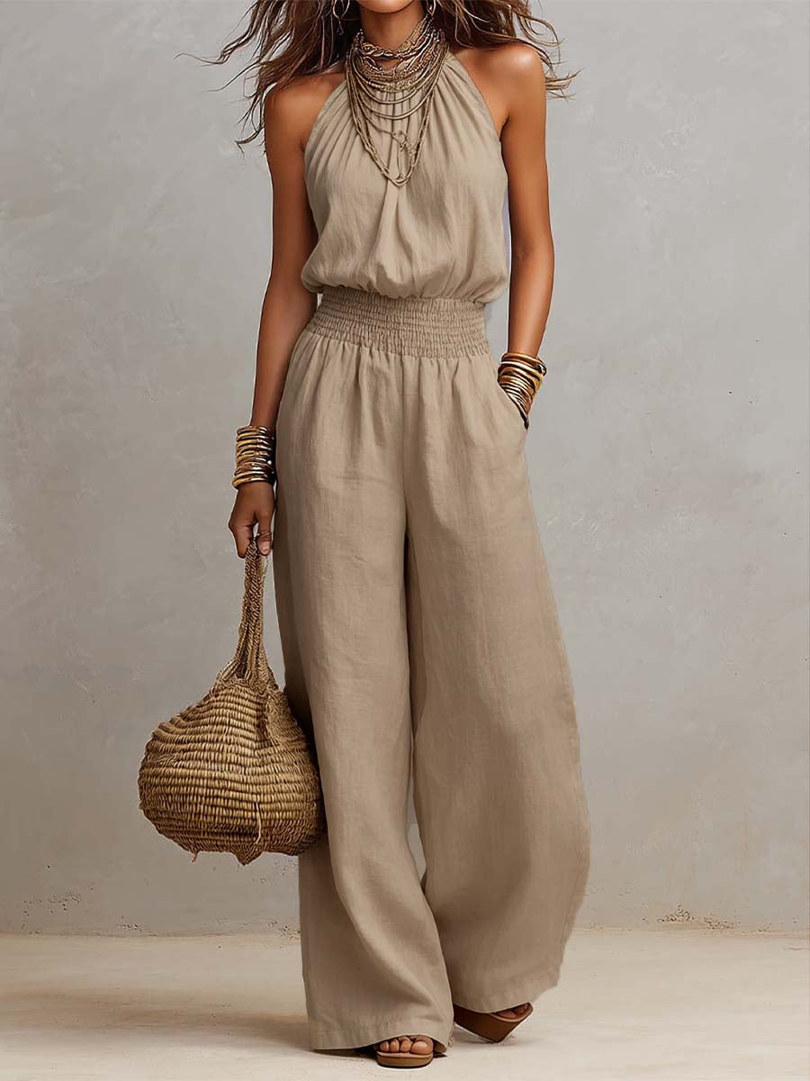 Valeria Halter Neck Wide Leg Jumpsuit