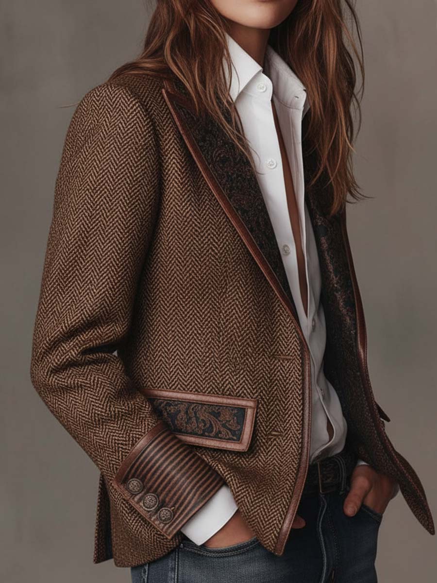 Gisèle Blazer with Chevron Print Panels