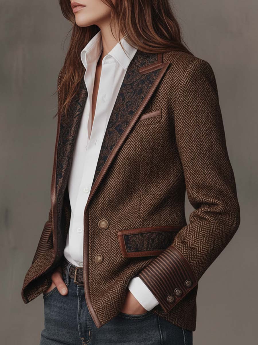 Gisèle Blazer with Chevron Print Panels