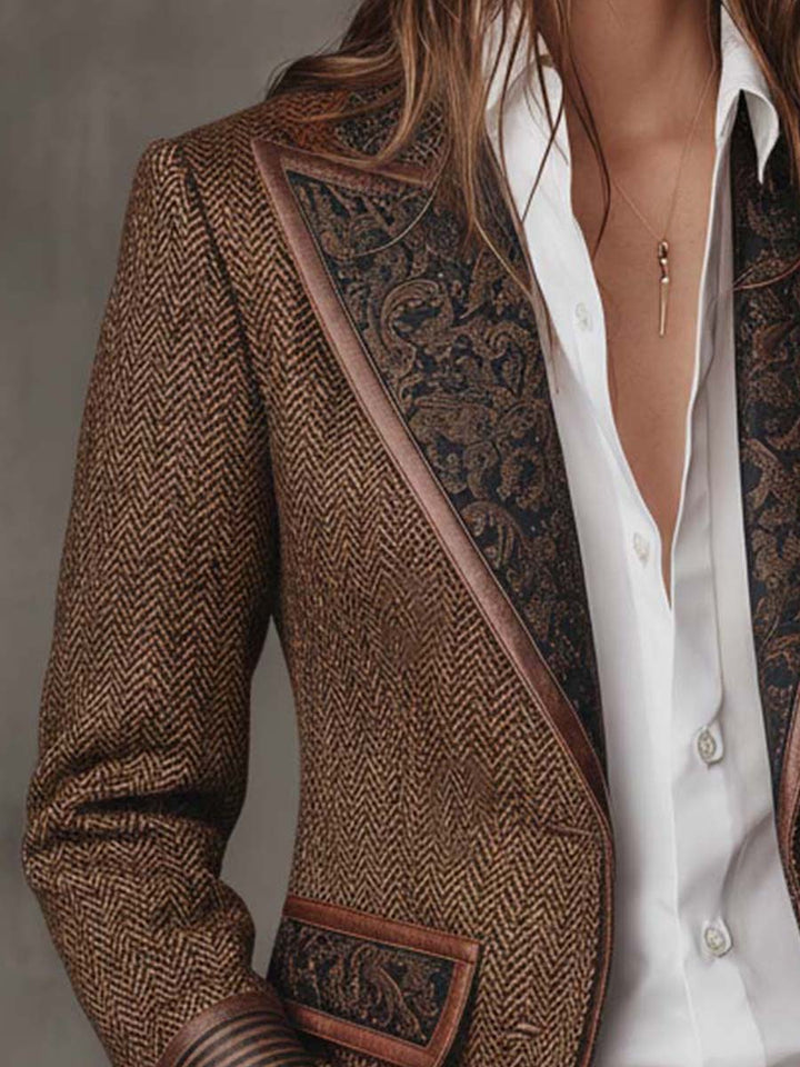 Gisèle Blazer with Chevron Print Panels