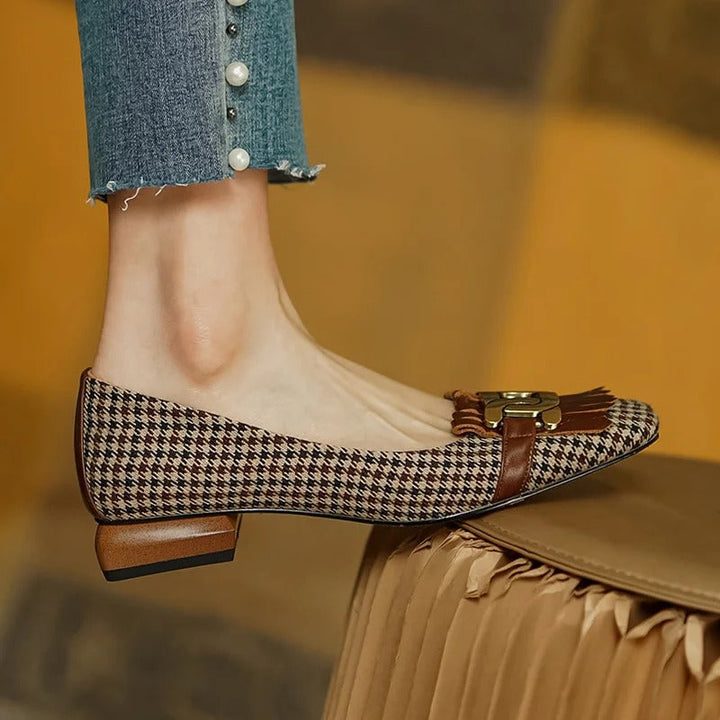 Moxie Genuine Leather Fringe Heels - Brown