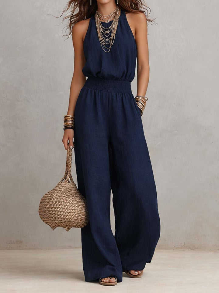 Valeria Halter Neck Wide Leg Jumpsuit