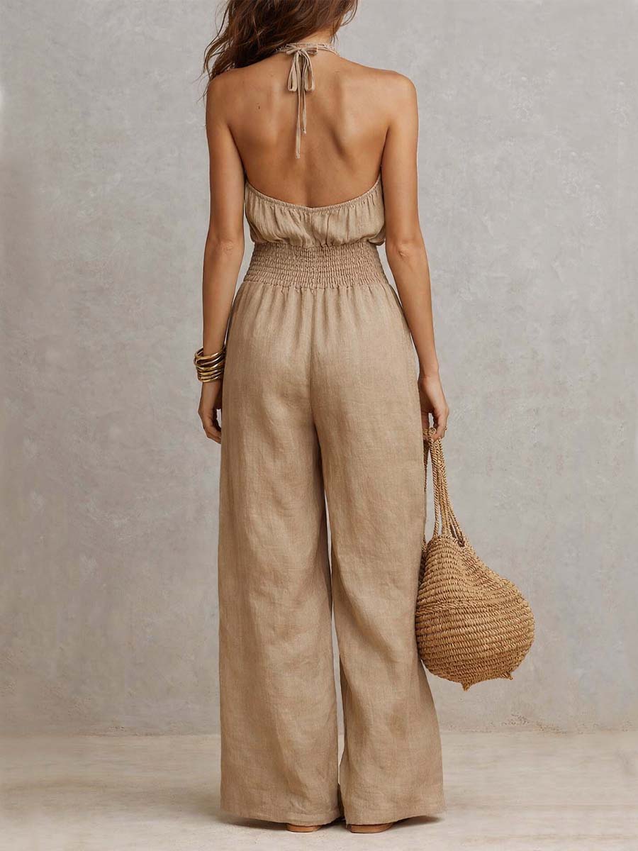 Valeria Halter Neck Wide Leg Jumpsuit