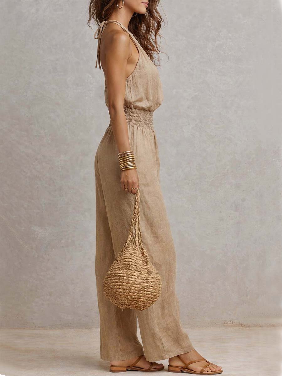 Valeria Halter Neck Wide Leg Jumpsuit