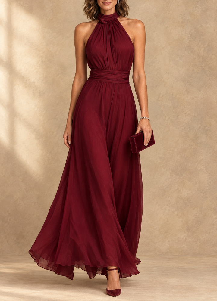 Paula Halter Neck Chiffon Maxi Dress