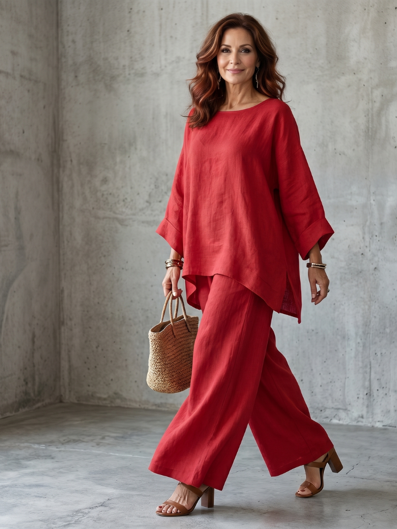 Prue Oversized Tunic Wide Leg Pant Set