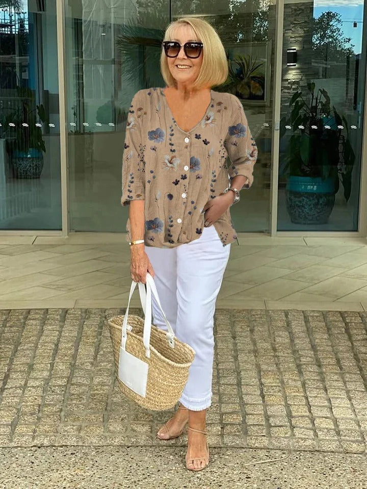 Joanne Printed Button Tunic Top