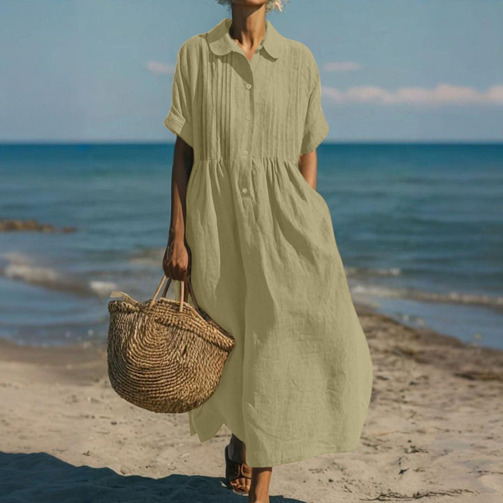 Mandy Elegant Collared Button Midi Dress