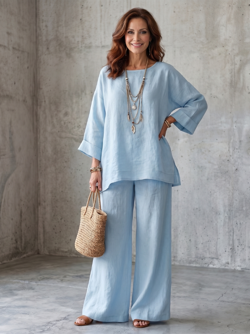 Prue Oversized Tunic Wide Leg Pant Set