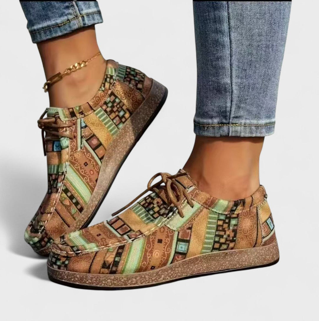 Amelie Hand-Painted Patchwork Comfort Sneakers