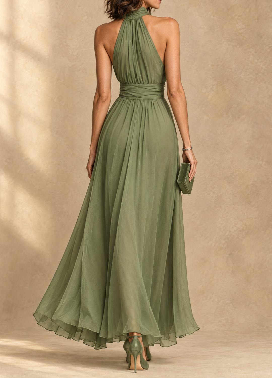Paula Halter Neck Chiffon Maxi Dress