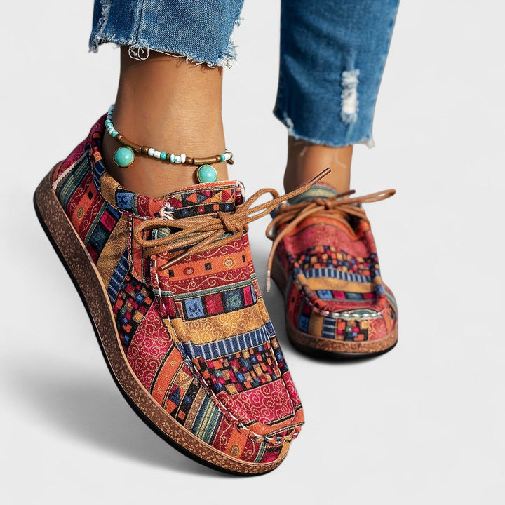 Amelie Hand-Painted Patchwork Comfort Sneakers