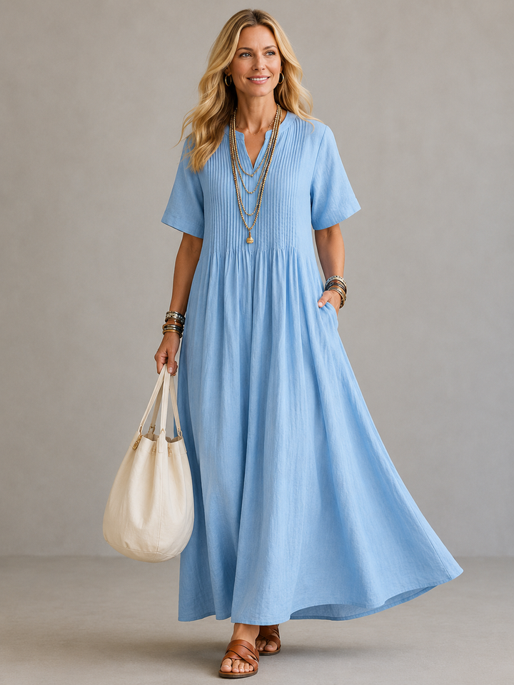 Nathalia™ | Pleated Flowy Maxi Dress
