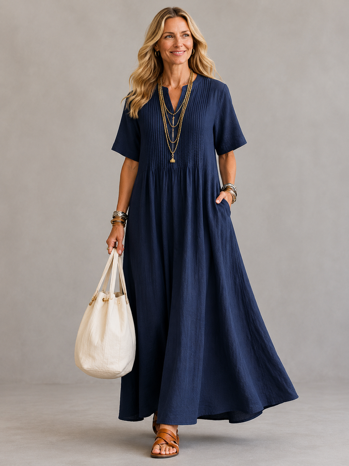 Nathalia™ | Pleated Flowy Maxi Dress
