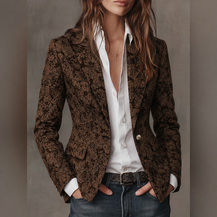 Estelle Fitted Cashmere Jacquard Blazer - Black