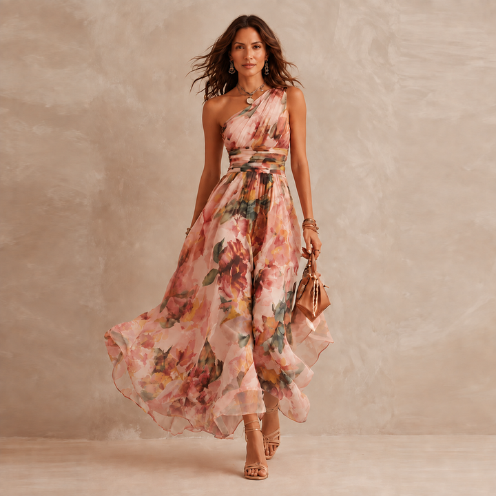 Celeste | One-Shoulder Floral Maxi Dress