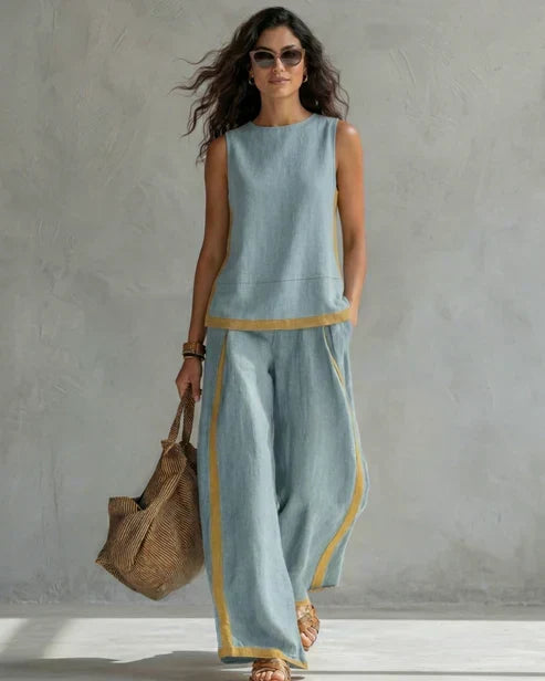 Leila Two-Piece Fluid Set - Light Blue