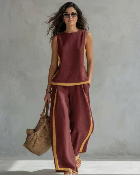 Leila Two-Piece Fluid Set - Burgundy