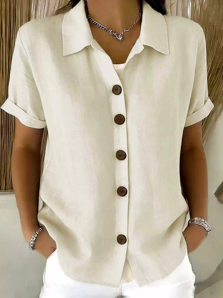 Aurelia Classic Button-Up Shirt - cream