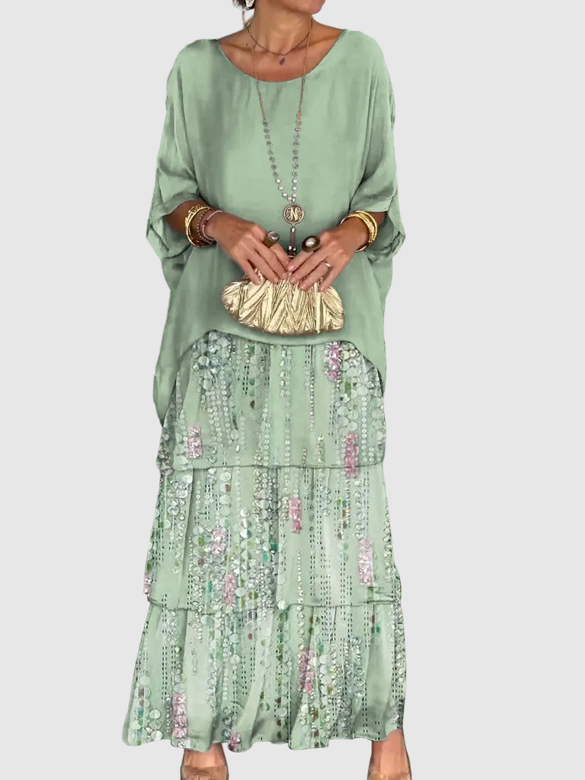 Janet Tiered Chiffon Maxi Dress with Flutter Sleeves