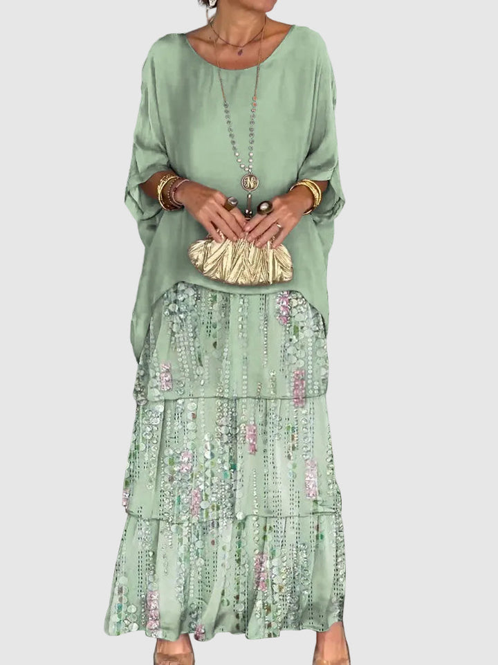 Janet Tiered Chiffon Maxi Dress with Flutter Sleeves