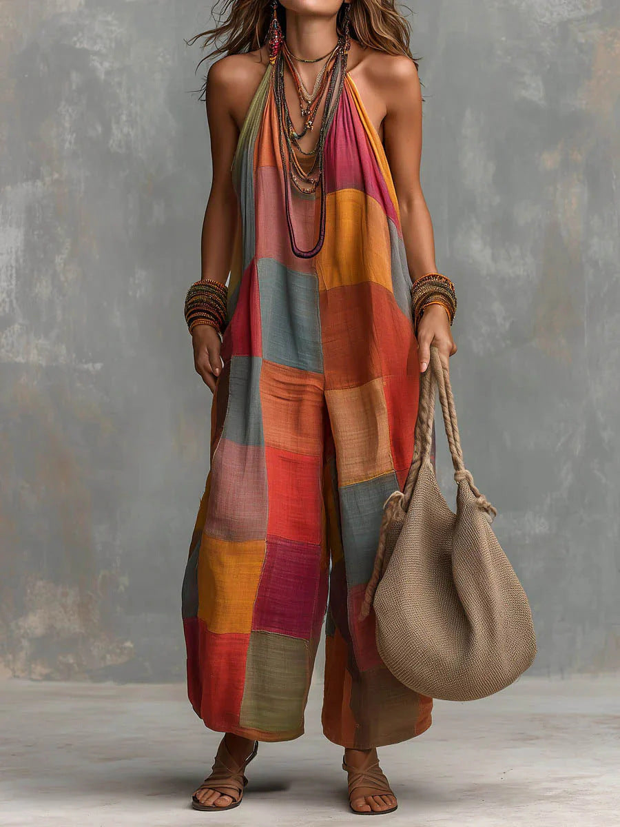 Boho Patchwork Print Jumpsuit