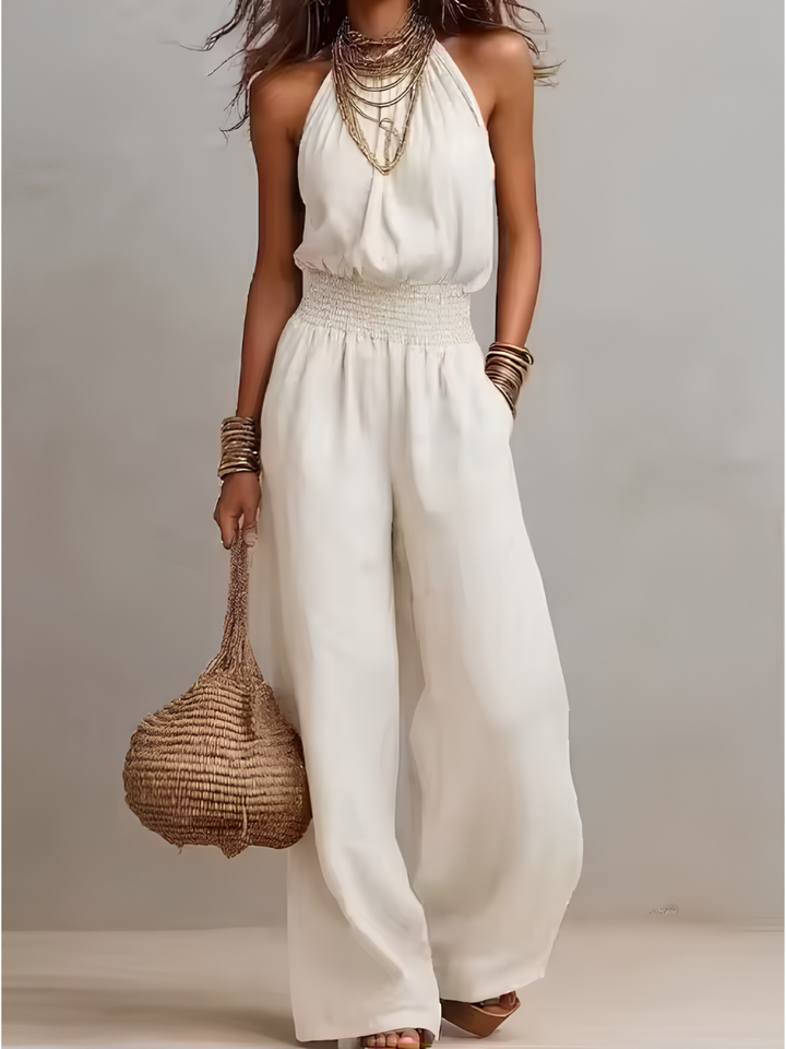 Valeria Halter Neck Wide Leg Jumpsuit