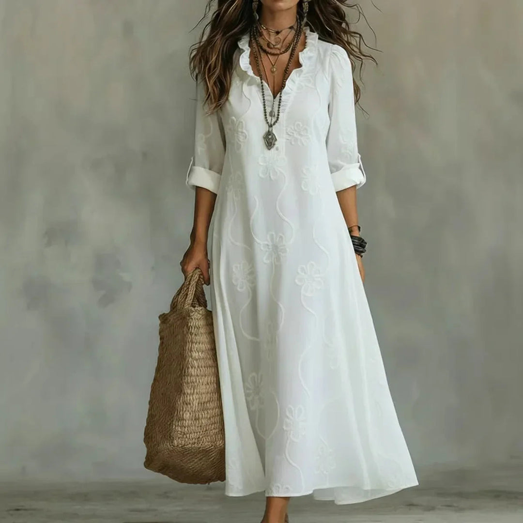 Sienna Tummy-Concealing Floral Summer Dress White