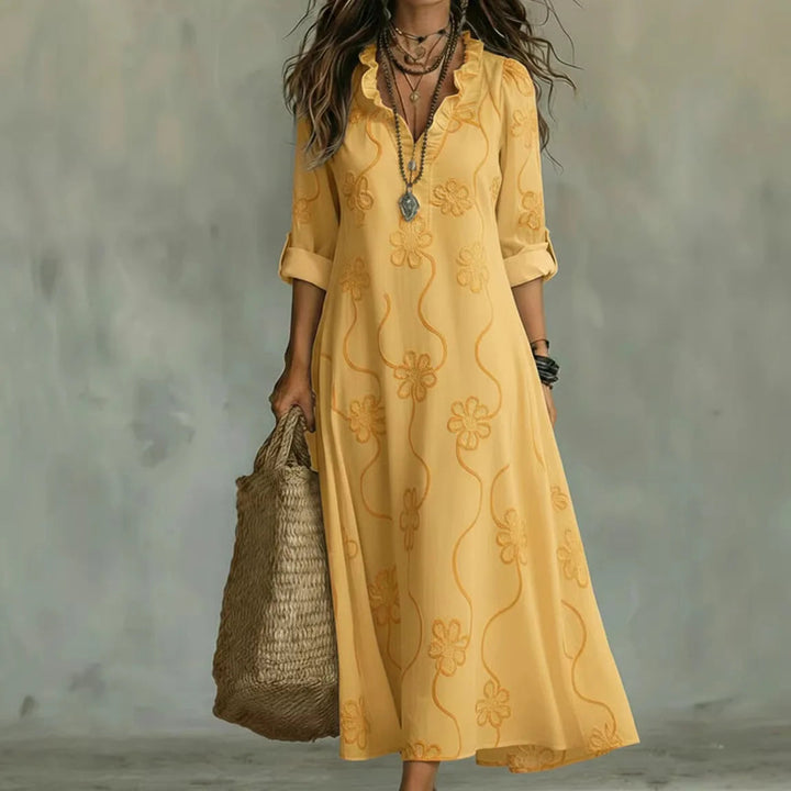 Sienna Tummy-Concealing Floral Summer Dress Yellow