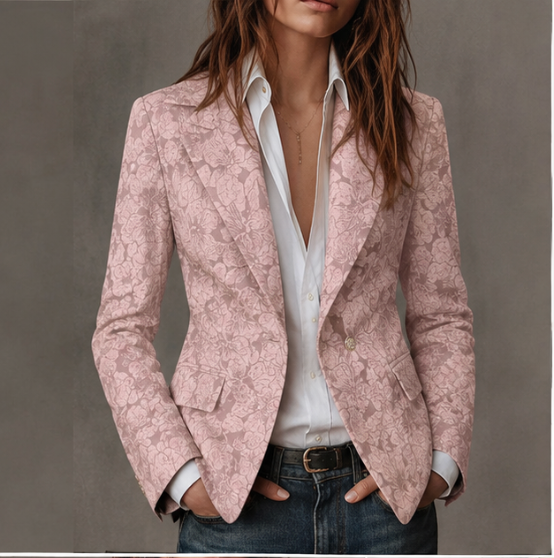 Estelle Fitted Cashmere Jacquard Blazer - Pink