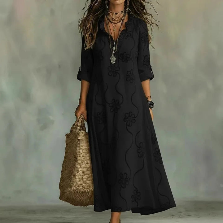 Sienna Tummy-Concealing Floral Summer Dress Black