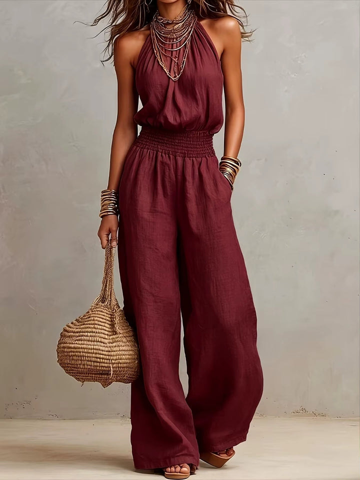 Valeria Halter Neck Wide Leg Jumpsuit
