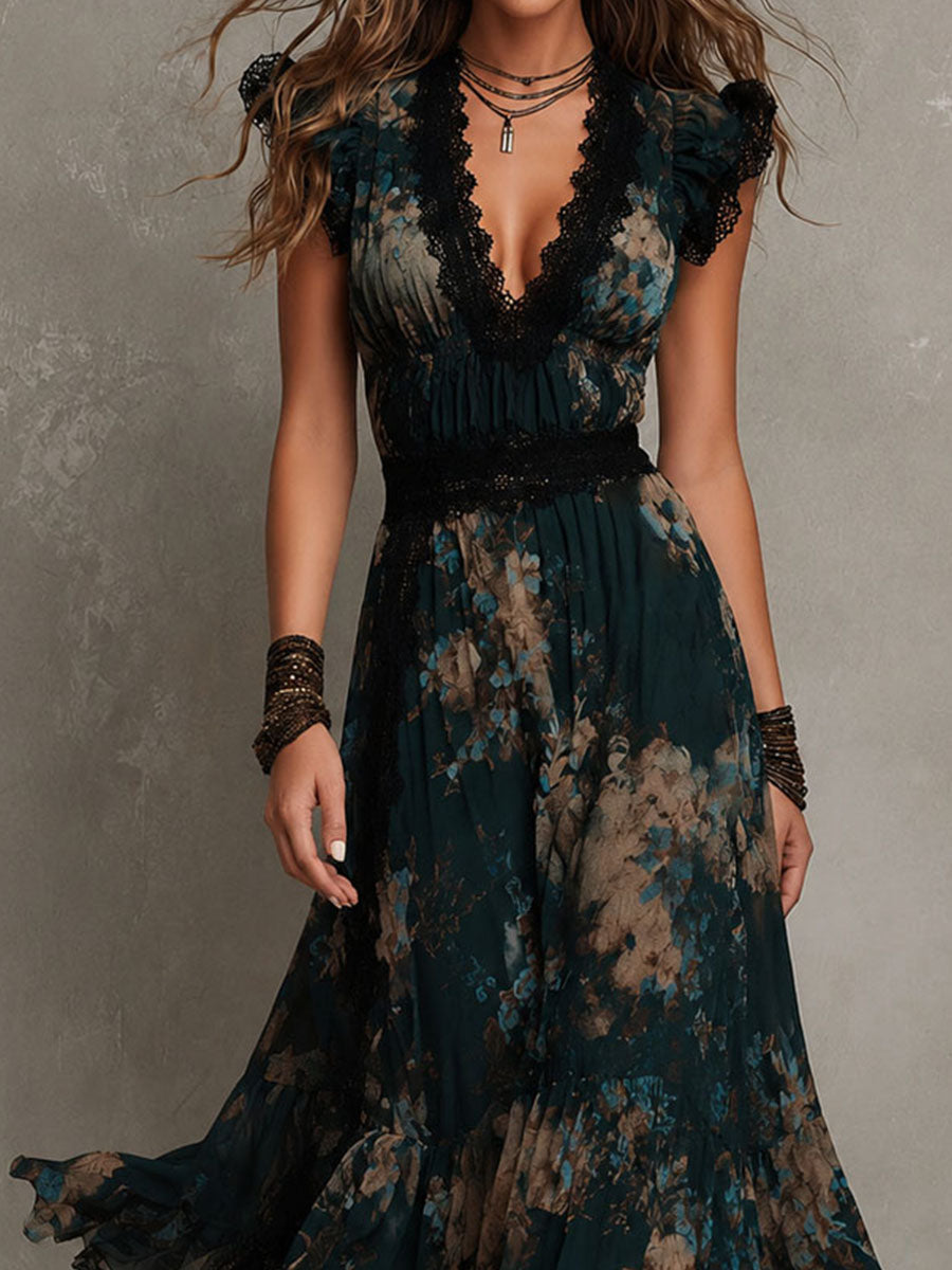 Helen | Tiered Boho Floral Maxi Dress
