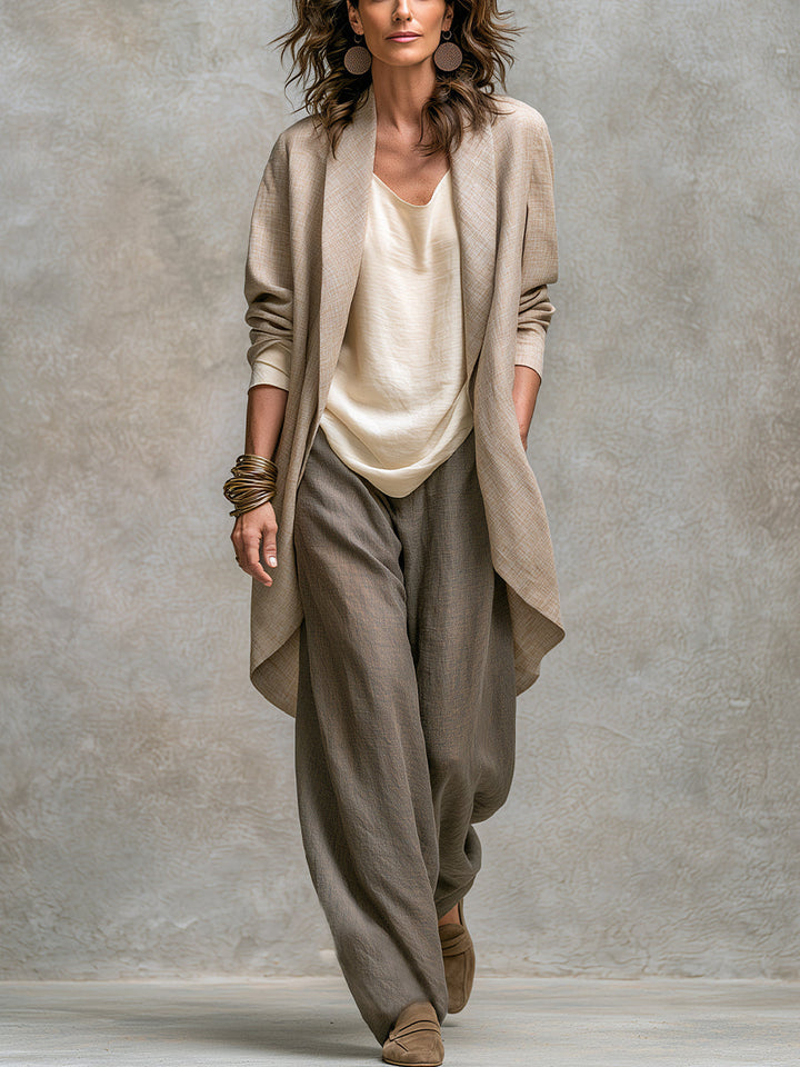 Elena Beige Grey Layered Three Piece Set