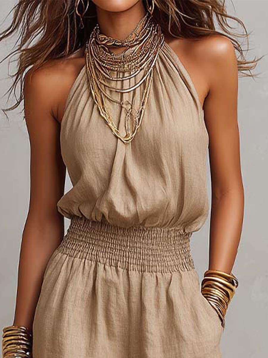 Valeria Halter Neck Wide Leg Jumpsuit