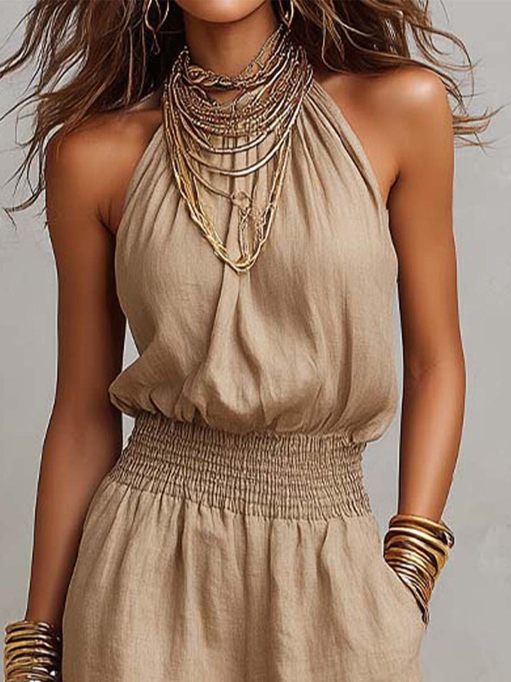 Valeria Halter Neck Wide Leg Jumpsuit