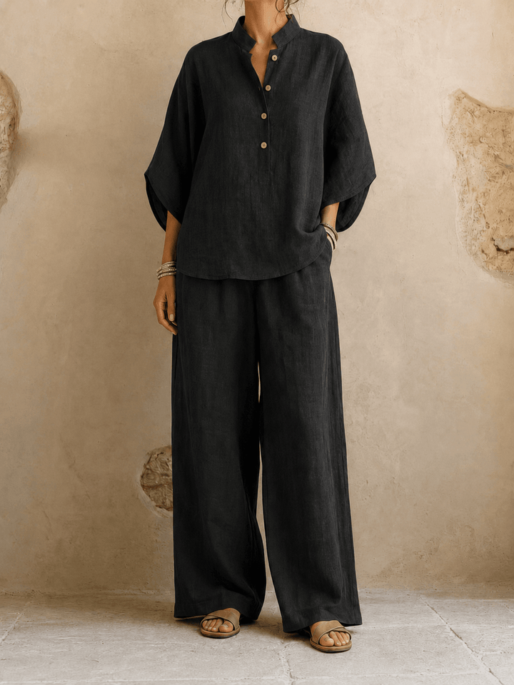 Maribel | Batwing Sleeve Top and Wide-Leg Pants Set