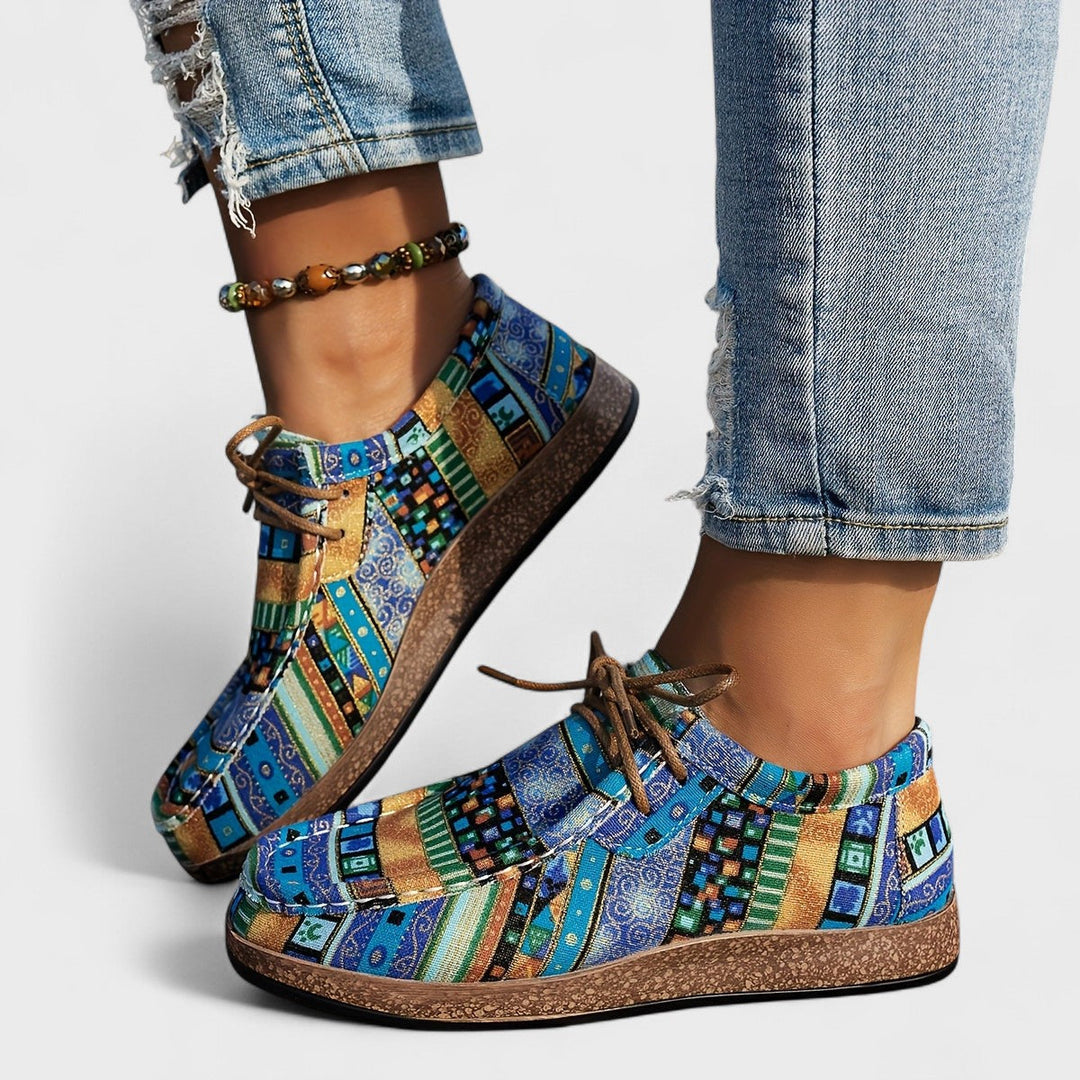 Amelie Hand-Painted Patchwork Comfort Sneakers