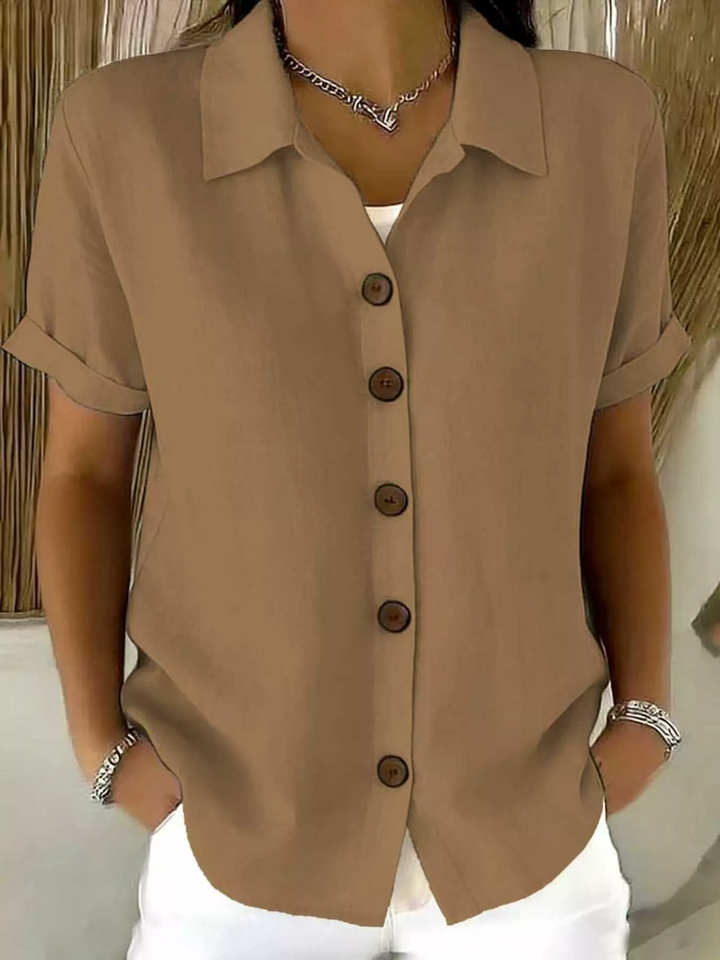 Aurelia Classic Button-Up Shirt - brown