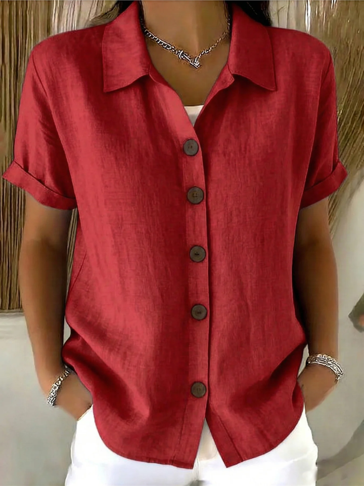 Aurelia Classic Button-Up Shirt - back view, green