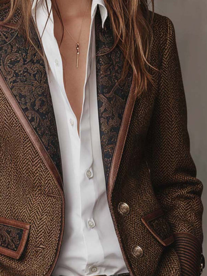 Gisèle Blazer with Chevron Print Panels