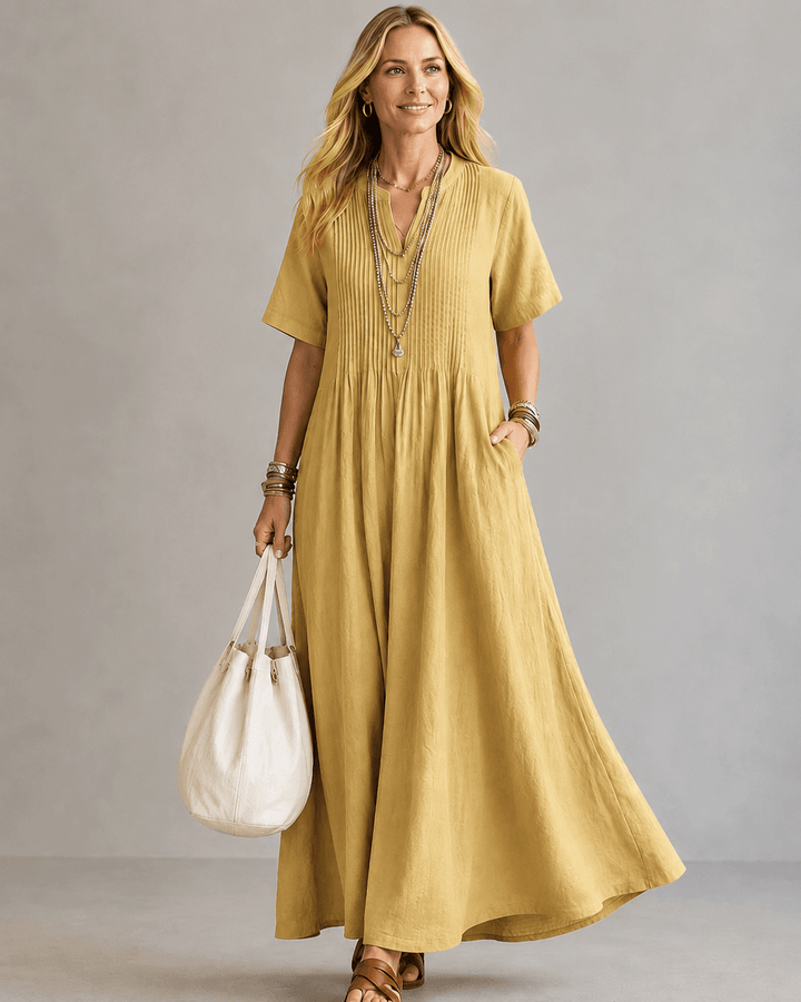Nathalia™ | Pleated Flowy Maxi Dress