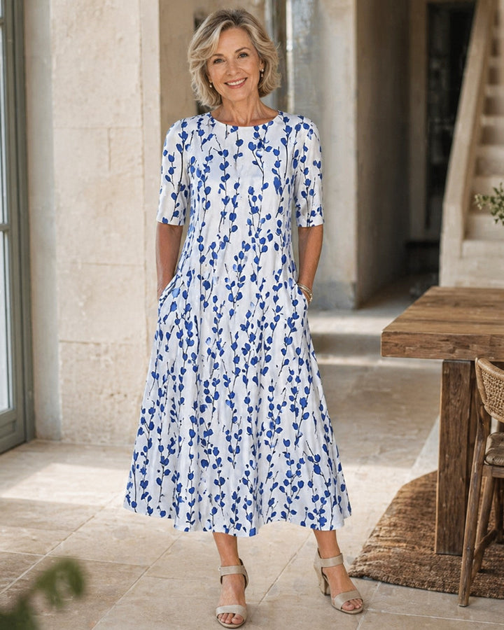 Marguerite Floral Midi Dress with Pockets