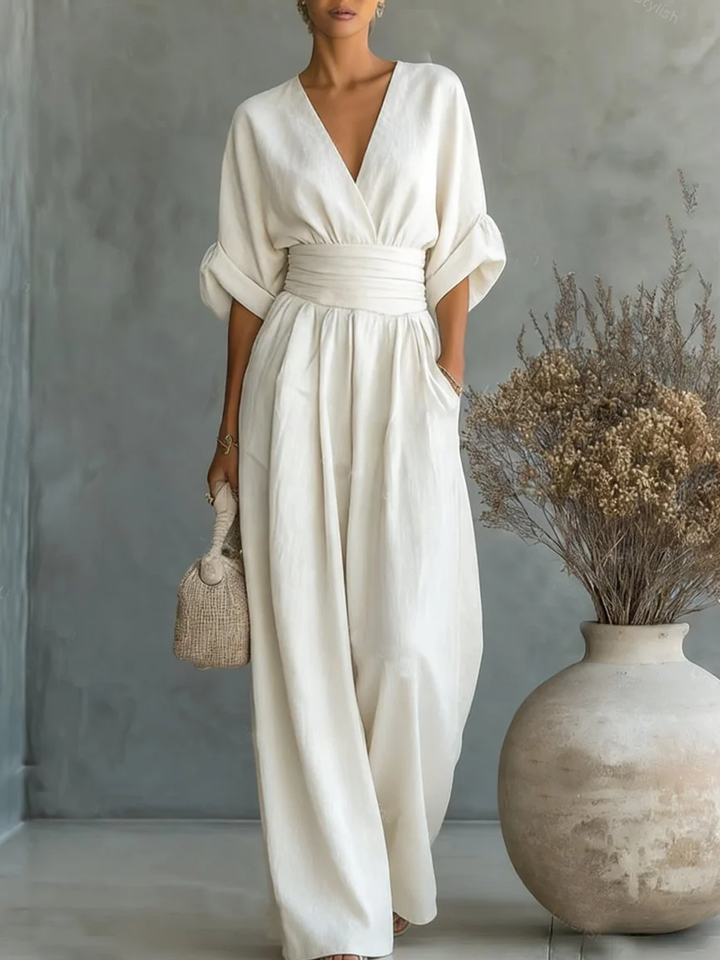 Capella V-Neck High Waist Wide Leg Jumpsuit